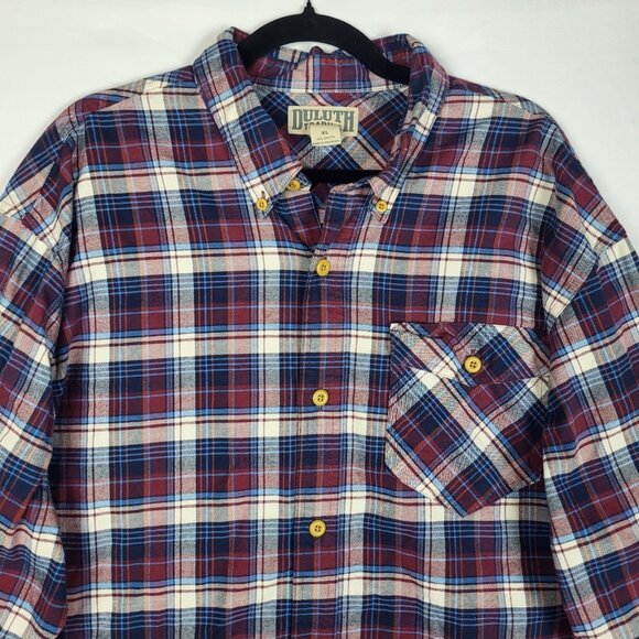 Duluth Trading Button Up Shirt Men's XL Blue Red Plaid Button-Down Collar - Picture 3 of 8